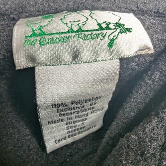 Vtg Y2K Quacker Factory Black Rhinestone Studded Quarter Zip Fleece Sweatshirt S - Picture 4 of 4